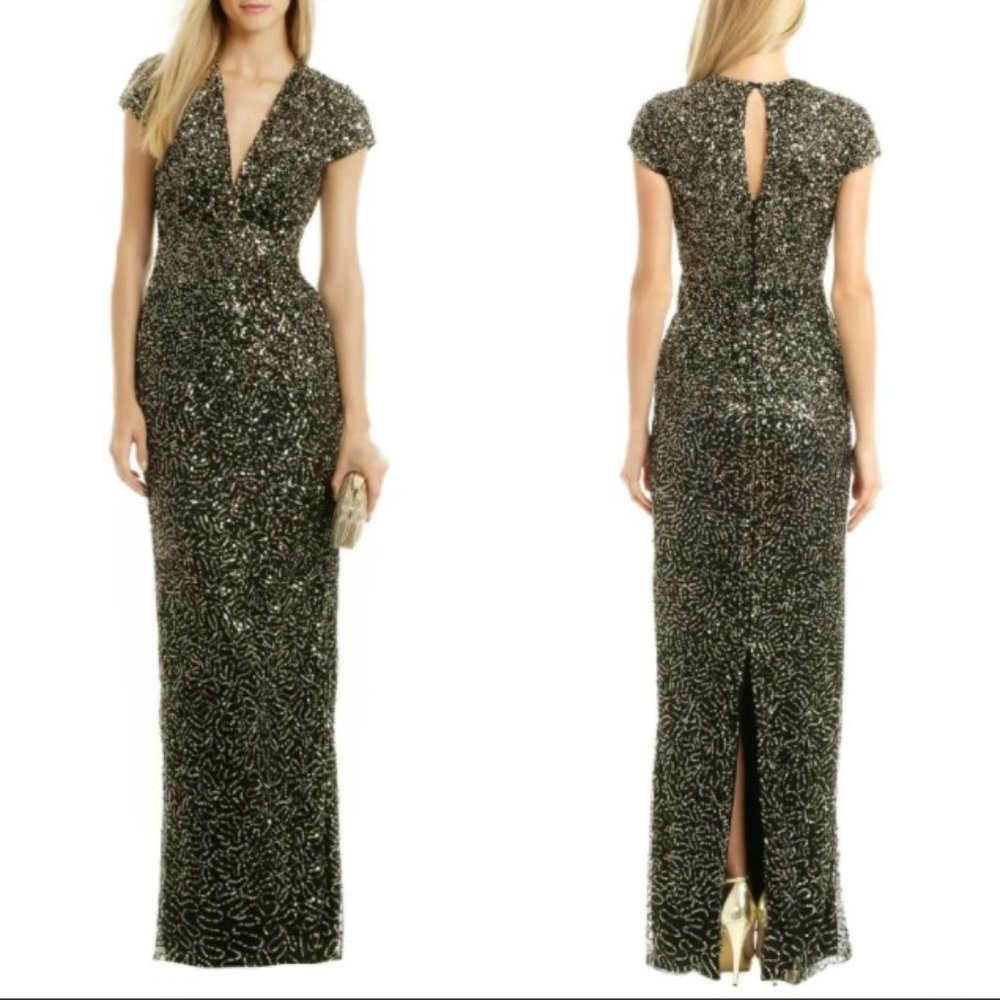 Nicole Miller Midnight Sequin Stars Gown $650